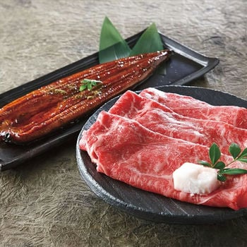 神戸ビーフ（モモすき焼き肉）＆鹿児島県産うなぎの蒲焼セット