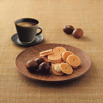 姫千寿せんべい二段箱（栗モンブラン・有機ほうじ茶）