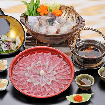 とらふく刺身・ちりセット（ひれ酒用ヒレ付き）