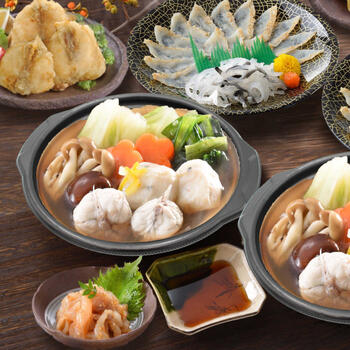 ふくたたき刺身とふく個食鍋セット（ふぐ唐揚げ付き　2セット入）