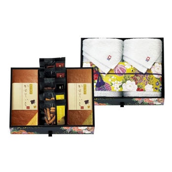 ミニたんす御進物 「ほまれ」かすてぃら&今治産たおる（フェイスタオル2枚）