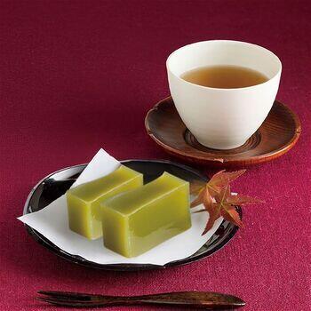 絹ごし羊羹（抹茶）1本・お茶3種セット