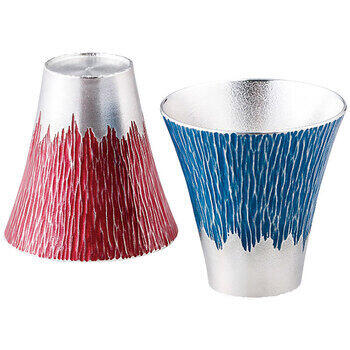 錫製富士山タンブラー180ml（小）青朱ペア