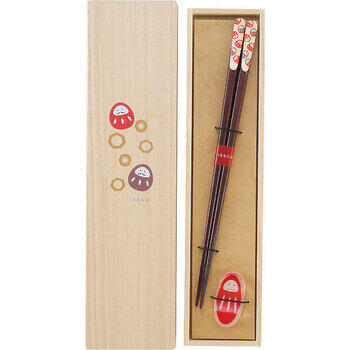 吉兆桐箱入箸・箸置揃　夢だるま