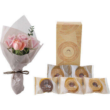 ローズブーケ5本＆ひかりがさねふんわりバーム詰合せ