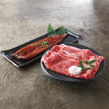 神戸ビーフ（モモすき焼き肉）＆鹿児島県産うなぎ蒲焼