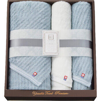 やさしいたおるベーシックラインロングバス1枚・フェイスタオル2枚セット