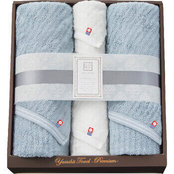 やさしいたおるベーシックラインロングバス・フェイスタオル各2枚セット