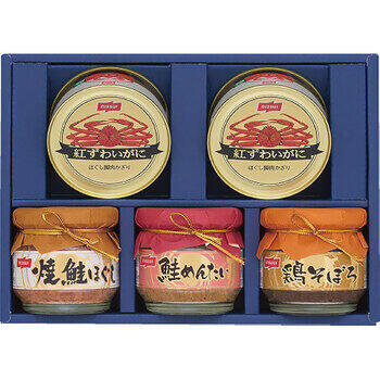 紅ずわいがに缶詰・びん詰ギフトセット（5個入）