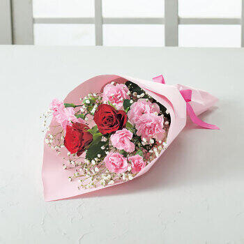 【生花】母の日バラとスプレーカーネーションの花束