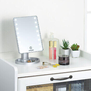 LEDライト付回転スタンドミラー