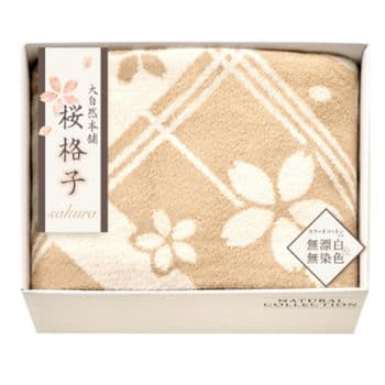 大自然本舗〜桜格子〜 肌にやさしい自然色のシルク入り綿毛布（毛羽部分） SBN85250